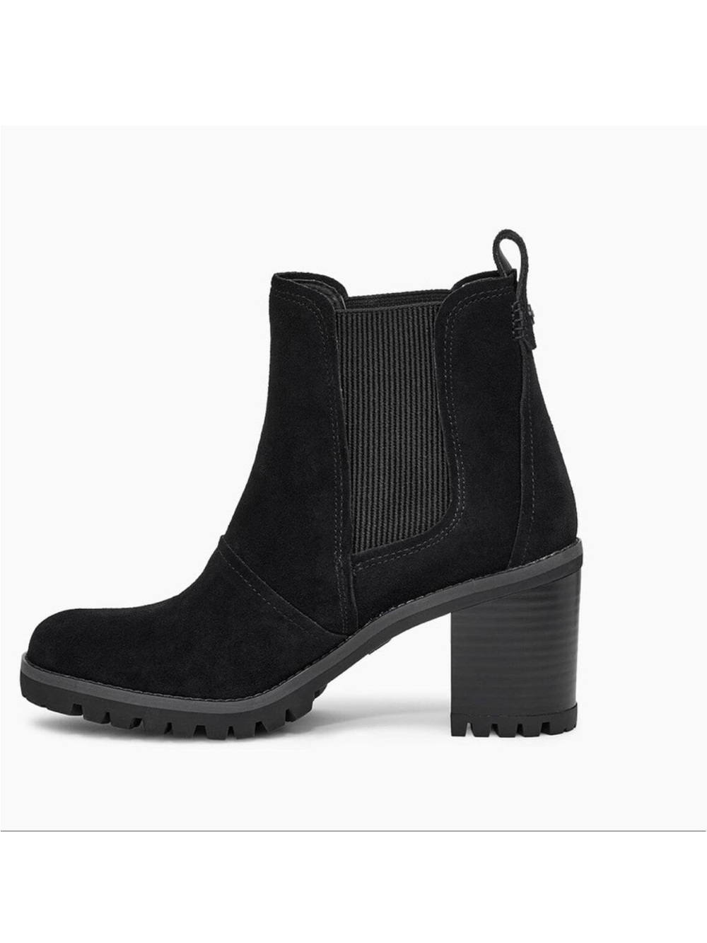 Ugg the Hazel black distressed suede tough moto chunky boots size 7